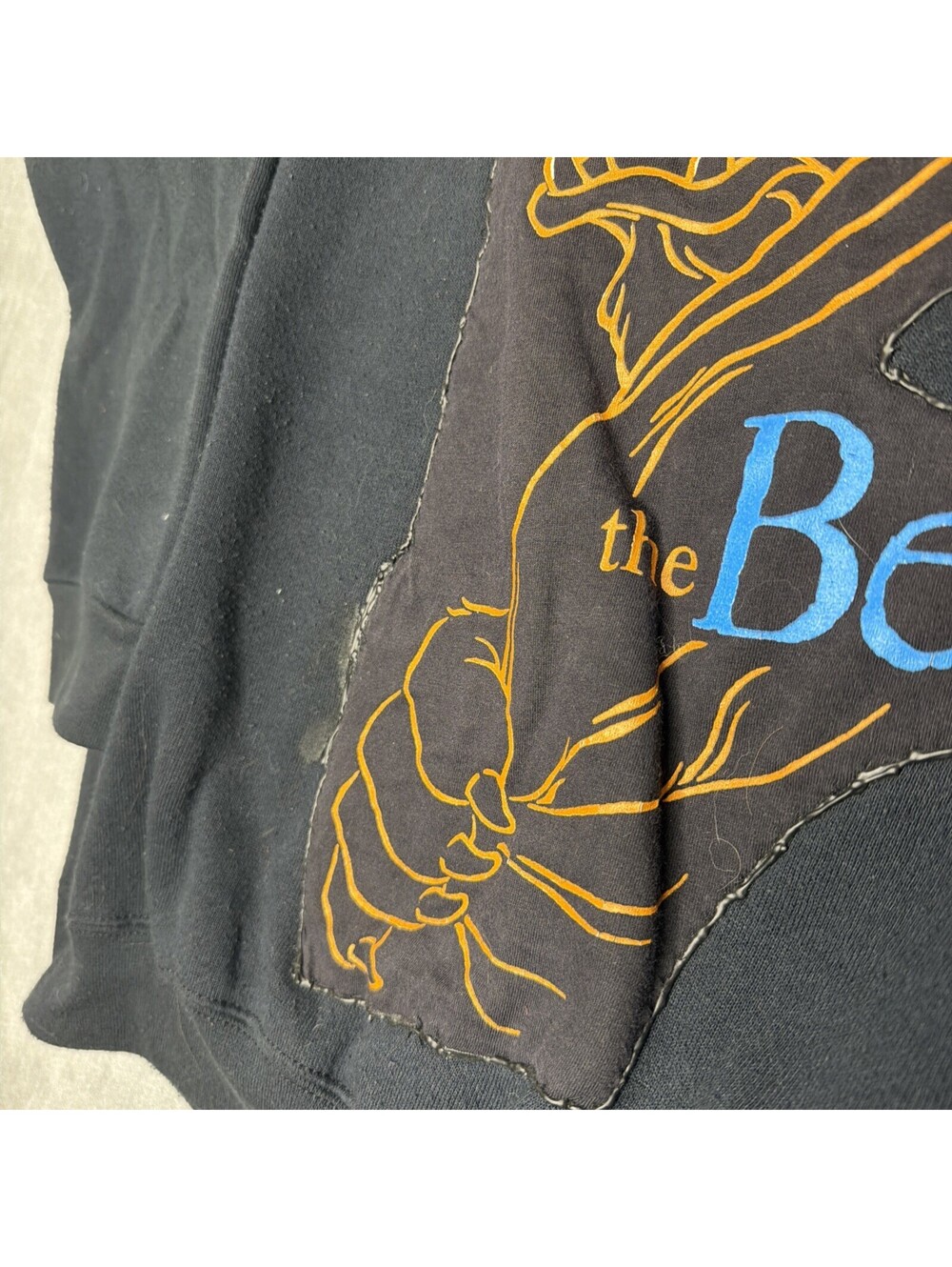 Vintage Disney Reworked XXL Beauty and the Beast Graphic Crew Neck 90s Promo - Picture 2 of 11